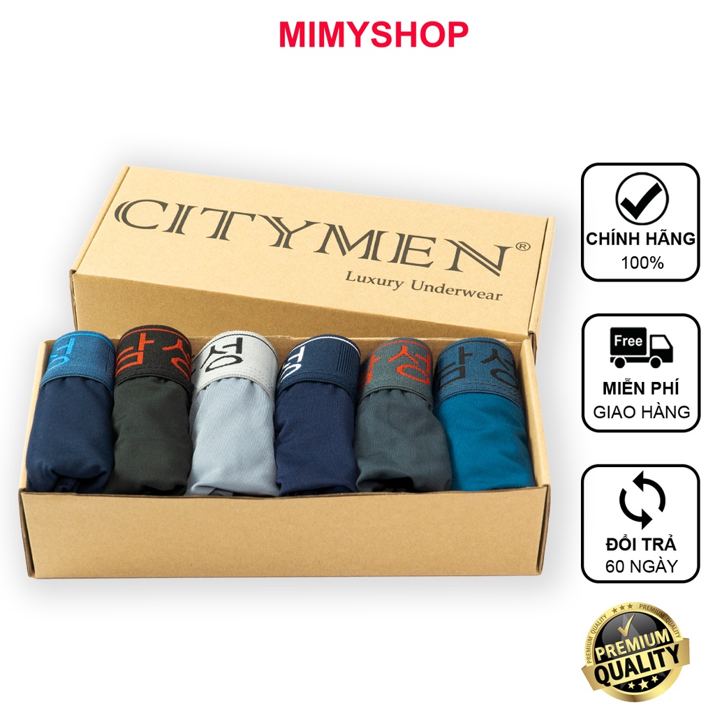 Hộp 6 quần lót nam thun lạnh Hàn Quốc quần sịp nam cao cấp co dãn thấm hút tốt.