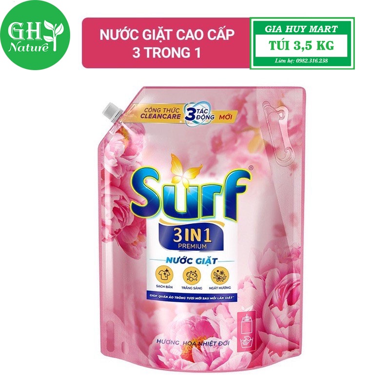 Nước Giặt Surf Hương Hoa Diệu kỳ, Hương Ban Mai, Hương Hoa Nhiệt Đới Túi 3,5k