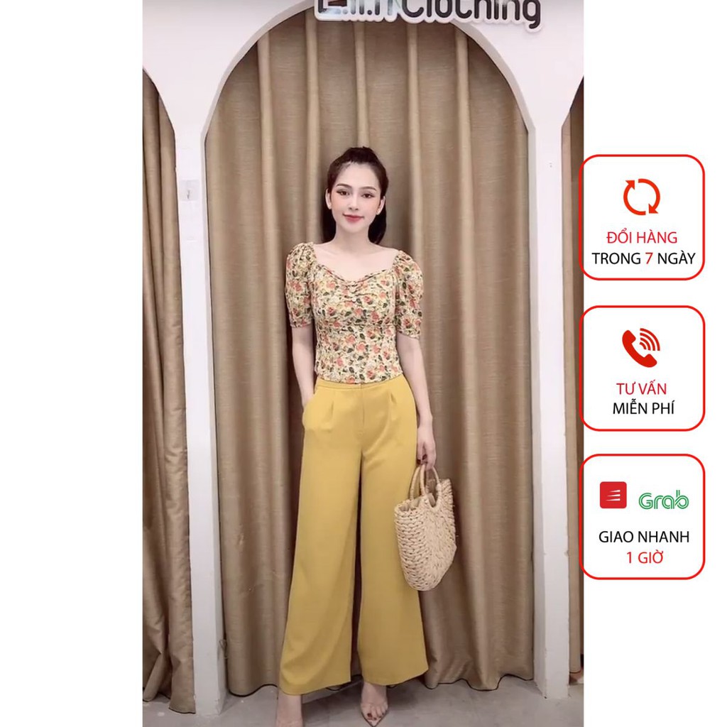 Quần Suông Basic Liin clothing Thiết Kế Ống Quần Tôn Dáng Màu Vàng Q3091