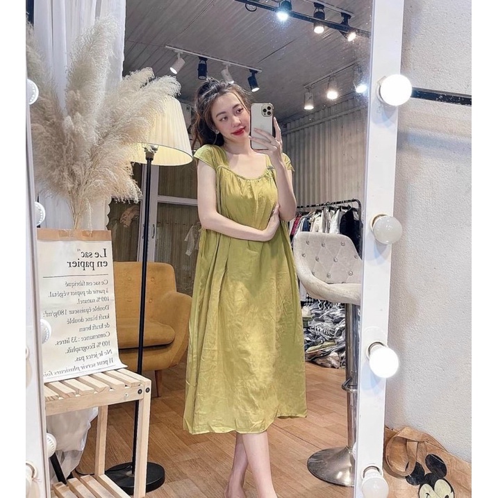 Váy Suông Tơ 2 Dây Bản To Dáng Dài 3 Màu