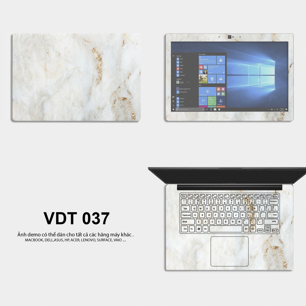 Bộ skin dán laptop mẫu Vân Đá / Có mẫu decal dán cho tất cả các hãng máy tính