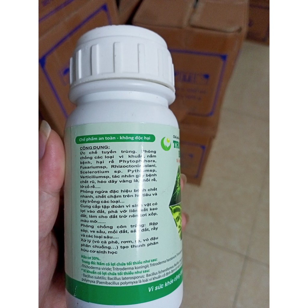 NẤM ĐỐI KHÁNG TRICHODERMA BACILLUS HLC (DẠNG NƯỚC) CHAI 250ML - Ủ PHÂN CHUỒNG, TƯỚI CÂY, ĐỐI KHÁNG NẤM BỆNH, CẢI TẠO ĐẤT