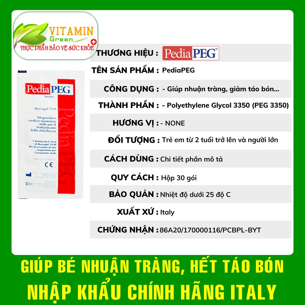 PediaPEG giúp bé nhuận tràng hết táo bón  | Nhập khẩu chính hãng Italy