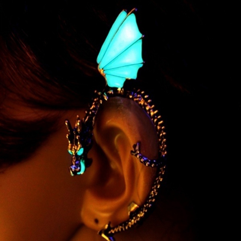 Tmdbyx Khuyên Vành Tai Kim Loại Hình Rồng Phát Sáng Trong Bóng Tối