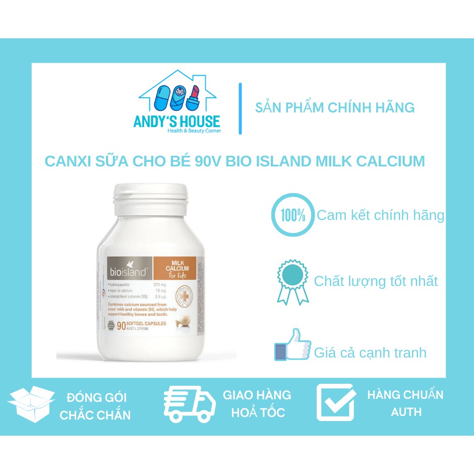 Canxi Sữa Cho Bé 90v - Bio Island Milk Calcium