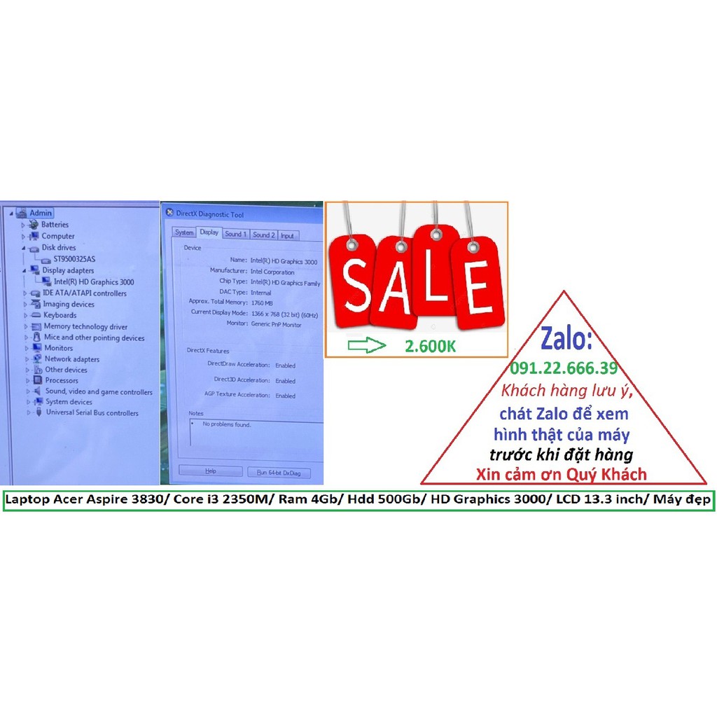 Laptop Acer Aspire 3830/ Core i3 2350M/ Ram 4Gb/ Hdd 500Gb/ HD Graphics 3000/ LCD 13.3 inch/ Máy đẹp | BigBuy360 - bigbuy360.vn