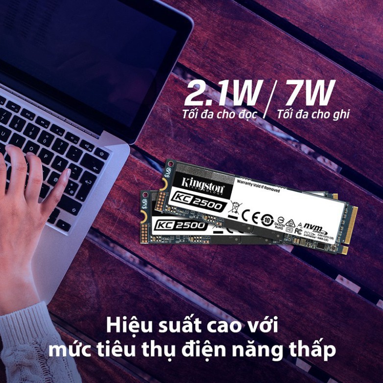 Ổ cứng SSD Kingston 1000Gb KC2500 M.2 2280 NVME PCIe Đọc 3500MB/s-Ghi 2500MB/s -SKC2500M8/1000G