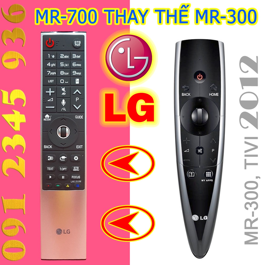 Remote Điều khiển tivi LG mẫu năm 2012 Chuột bay Giọng nói tặng Pin Magic Remote AN-MR700 mã AKB75455601 Made in KOREA
