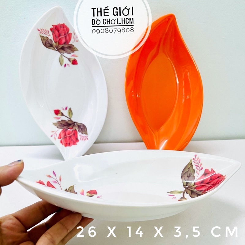 [VỪA RẺ-VỪA BỀN] Dĩa nhựa melamin hình chiếc lá hình ô voan đựng thức ăn rất đẹp.