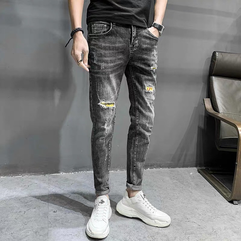 Quần Nam Jean Chất Bò Rách Gối Năng Động | BigBuy360 - bigbuy360.vn