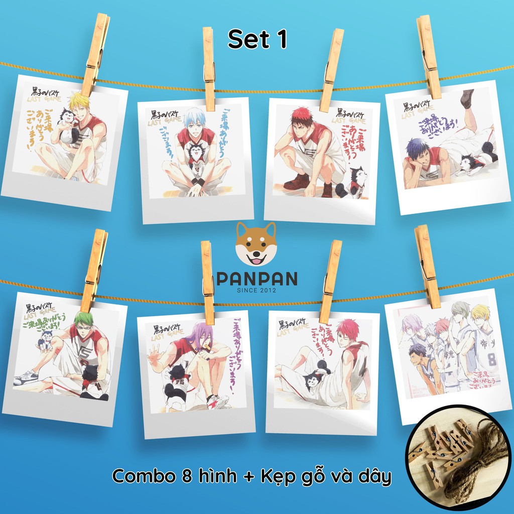 Combo 8 ảnh card lomo polaroid trang trí Anime Kuroko no Basket 1 (tặng kèm dây và kẹp)