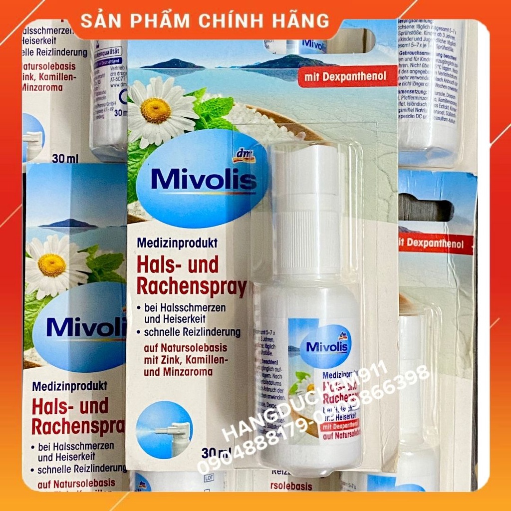 Xịt giảm đ.a.u. thanh mát cổ họng Mivolis 30ml nội địa Đức