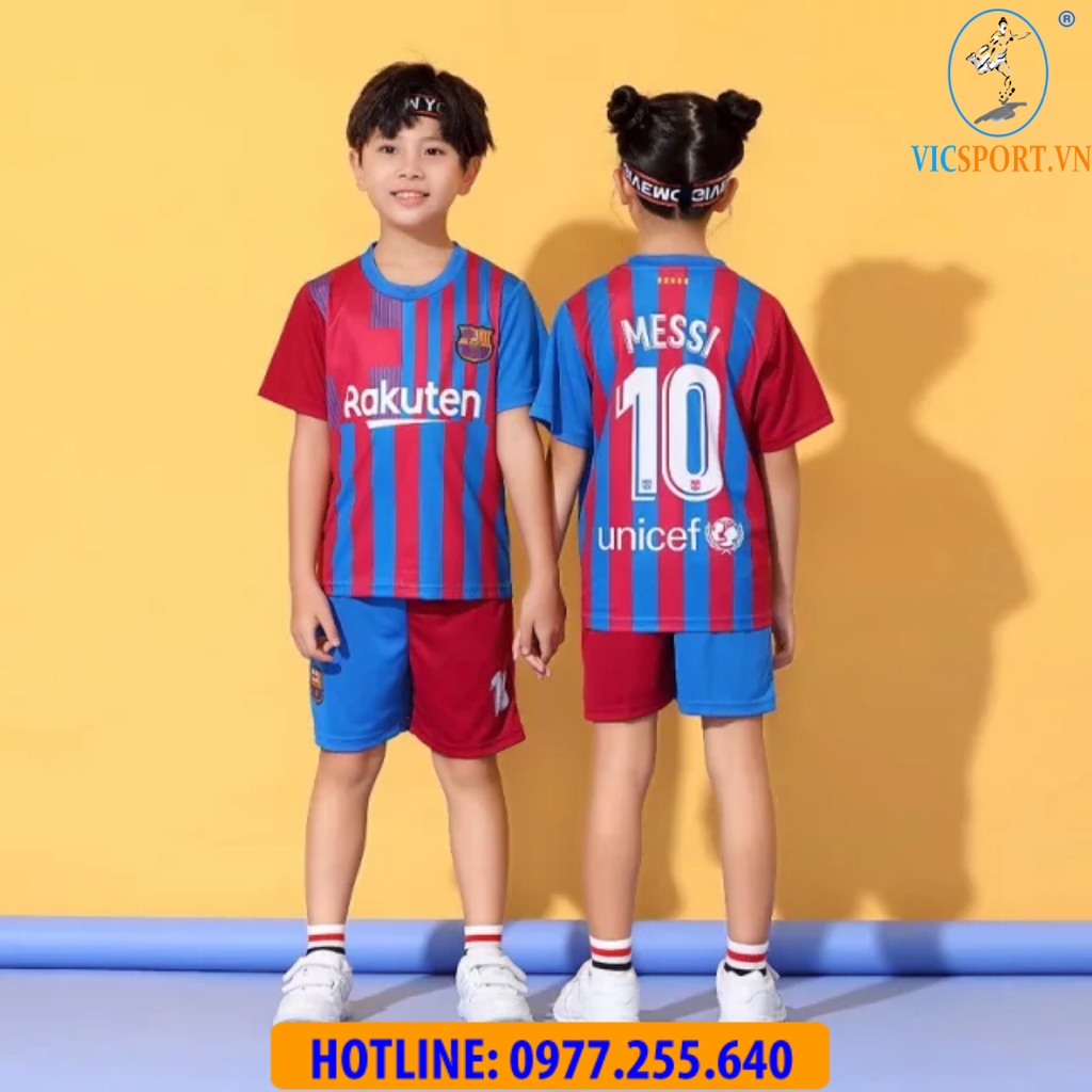 Áo Bóng Đá, Áo Đá Banh Trẻ Em CLB BARCELONA 2023 - 2024  Vải Thun Lạnh Thoáng Mát Cho Bé - Vicsport