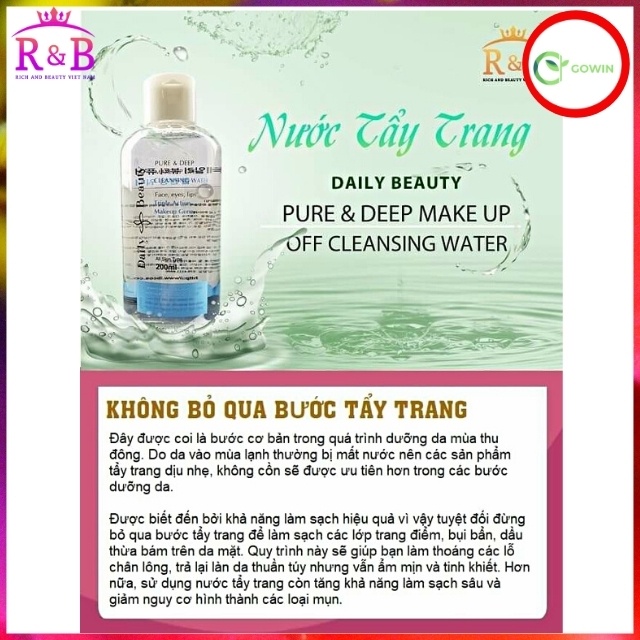 [SPa Cao Cấp]Nước Tẩy Trang Không Cồn Daily Beauty Pure &amp; Deep Make-up Off C Water, làm sạch da, chính hãng, dưỡng ẩm