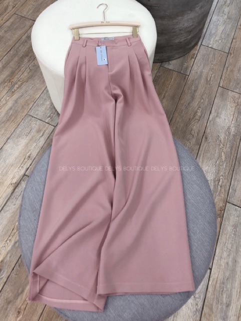 Quần suông ống rộng nữ Delys - Quần suông hồng cạp cao vải tuyết mưa mềm không nhăn, không bám bụi | BigBuy360 - bigbuy360.vn