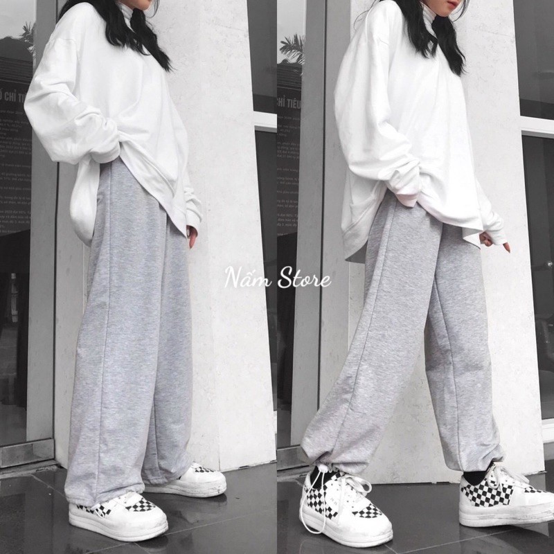 Quần Ống Rộng Nam Jogger DORA Nỉ da cá Ulzzang Dây Rút Ở Gấu - Kiểu quần ống rộng cạp cao Unisex - Nấm Store