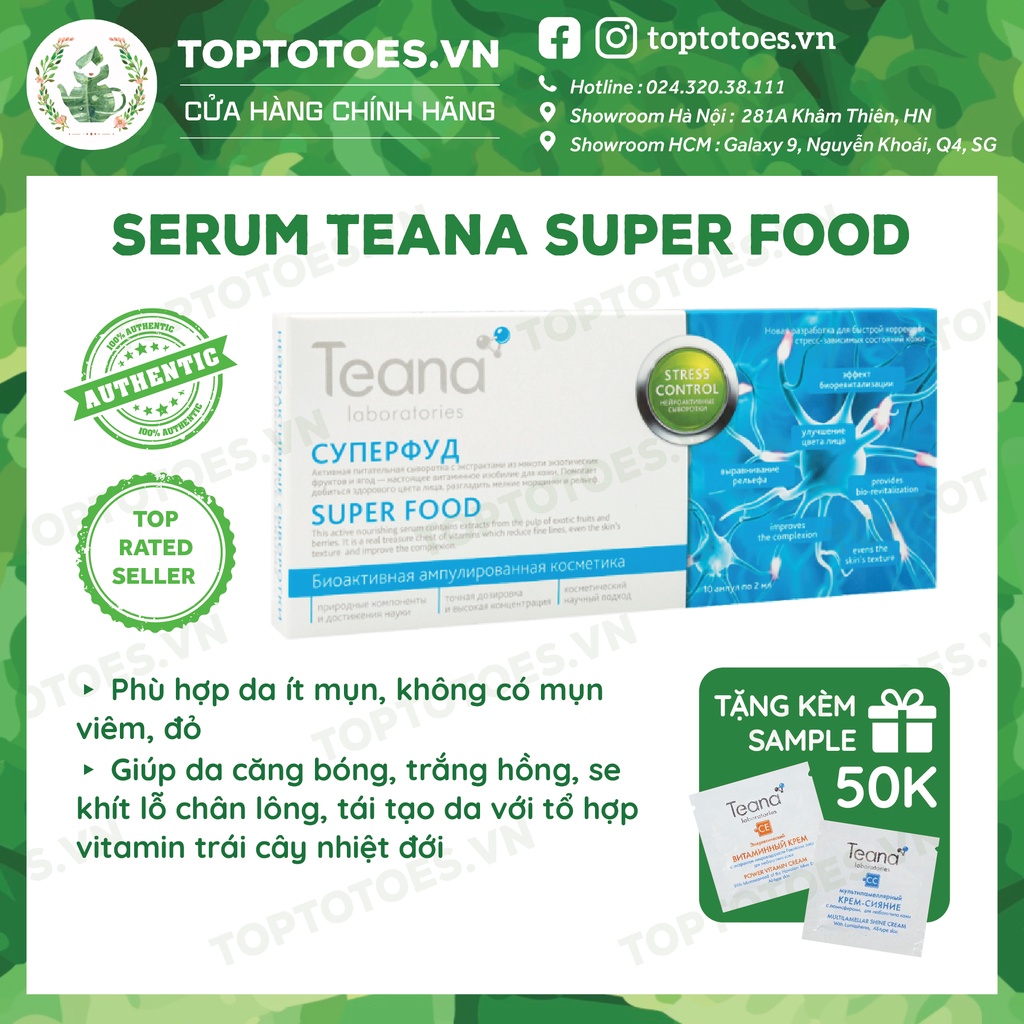 Serum Teana Stress Control Super Food 20ml giúp căng bóng, sáng hồng, tái tạo da