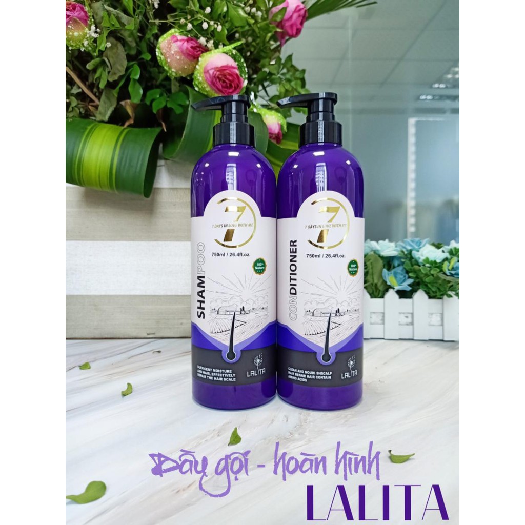 Dầu Gội Cặp Lalita Siêu Mềm Mượt, Phục hồi Tóc Hư Tổn, Kích Mọc Tóc, Sạch Gàu Hương Nước Hoa 750MLx2
