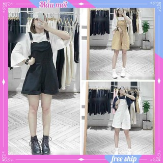 Quần yếm kaki đùi 💖FREESHIP💖 Yếm quần kaki dáng lửng 2 túi trước dáng cực xinh AD30 SUNNY