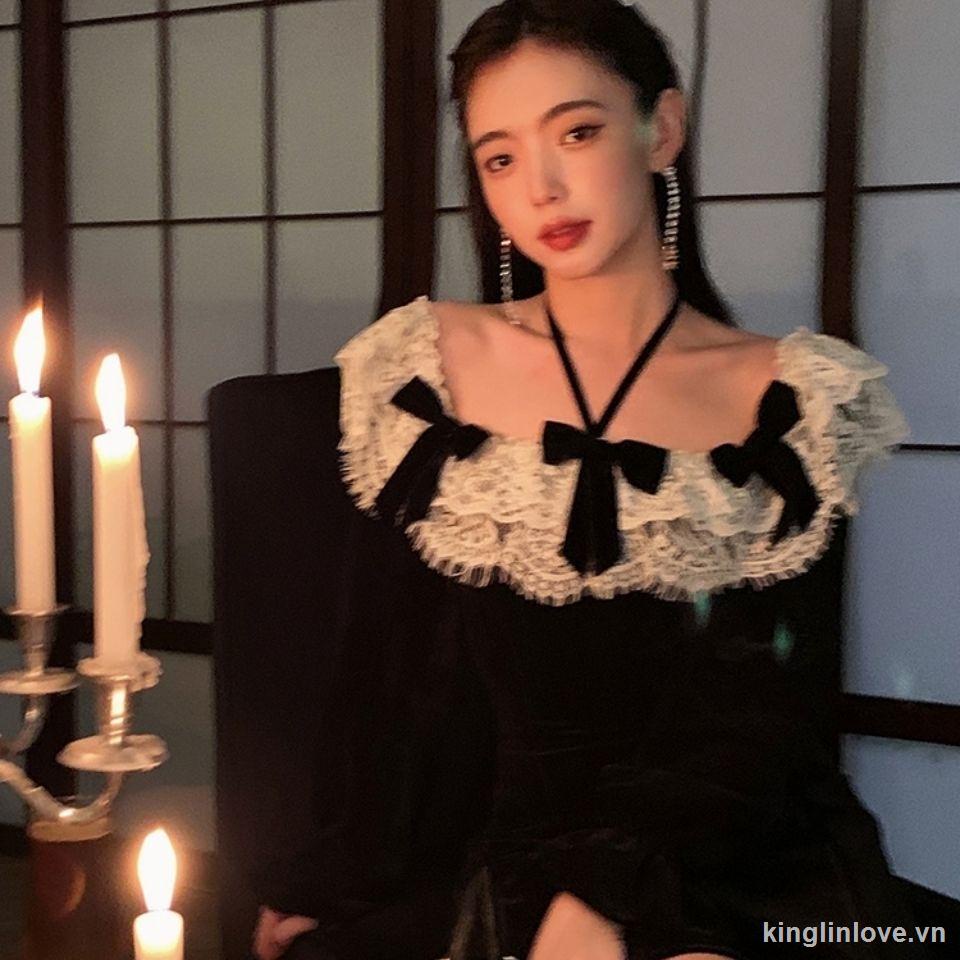 ❤Nước hoa quà tặng❤Mới Đầm Phối Ren Đính Nơ Xinh Xắn Cho Nữ