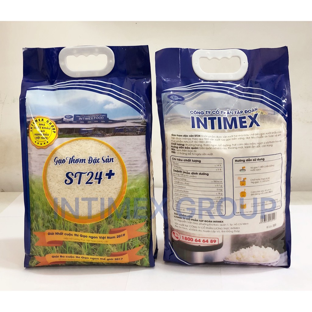 Gạo thơm đặc sản ST24+ INTIMEX ngon - 5kg - Freeship Extra