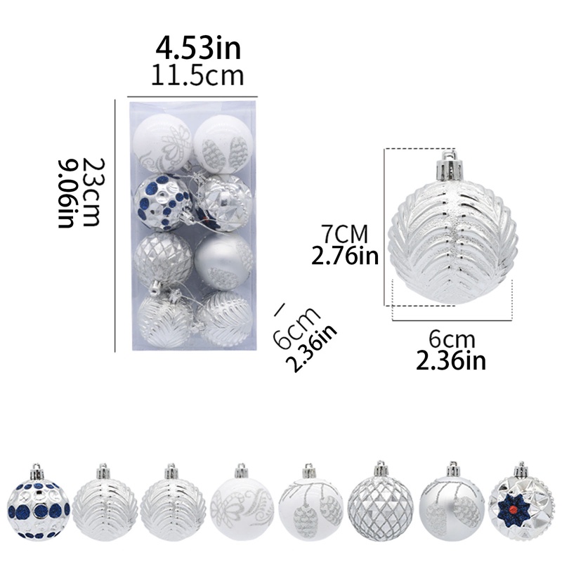 Unnyt 8pcs Christmas Tree Hanging Ball Pendant Xmas Tree Painted Ball Ornament Home Party Decor