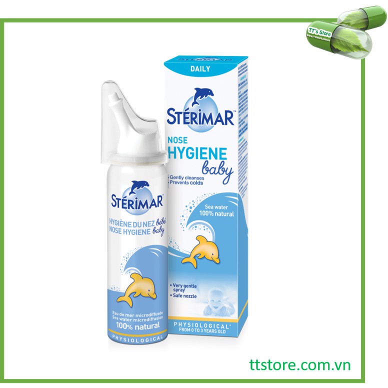 Sterimar Nose Hygiene - Dung dịch xịt mũi hằng ngày đẳng trương [sterima, xịt mũi cá heo, nước rửa mũi)