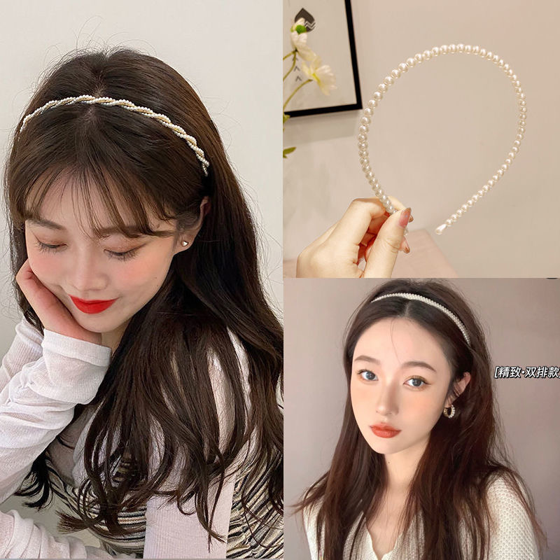 Băng Đô Kim Loại Đính Ngọc Trai Giả Thời Trang Cho Nữ