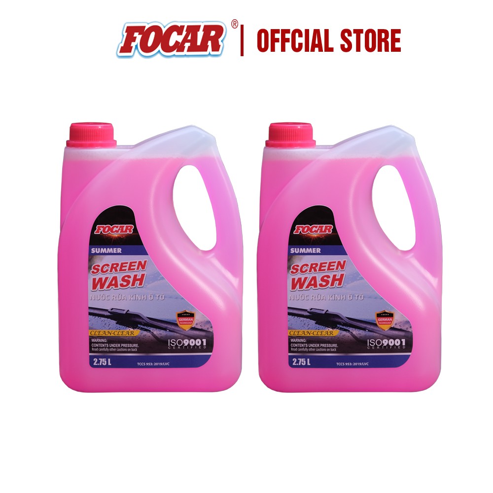 Nước rửa kính ô tô FOCAR Summer Screen Wash màu hồng can 2,75L (Số lượng 2)