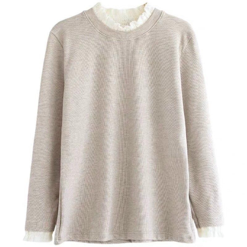 Áo len zip tay phối ren