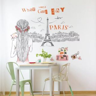 DECAL DÁN TƯỜNG CÔ GÁI ĐẾN TỪ PARIS