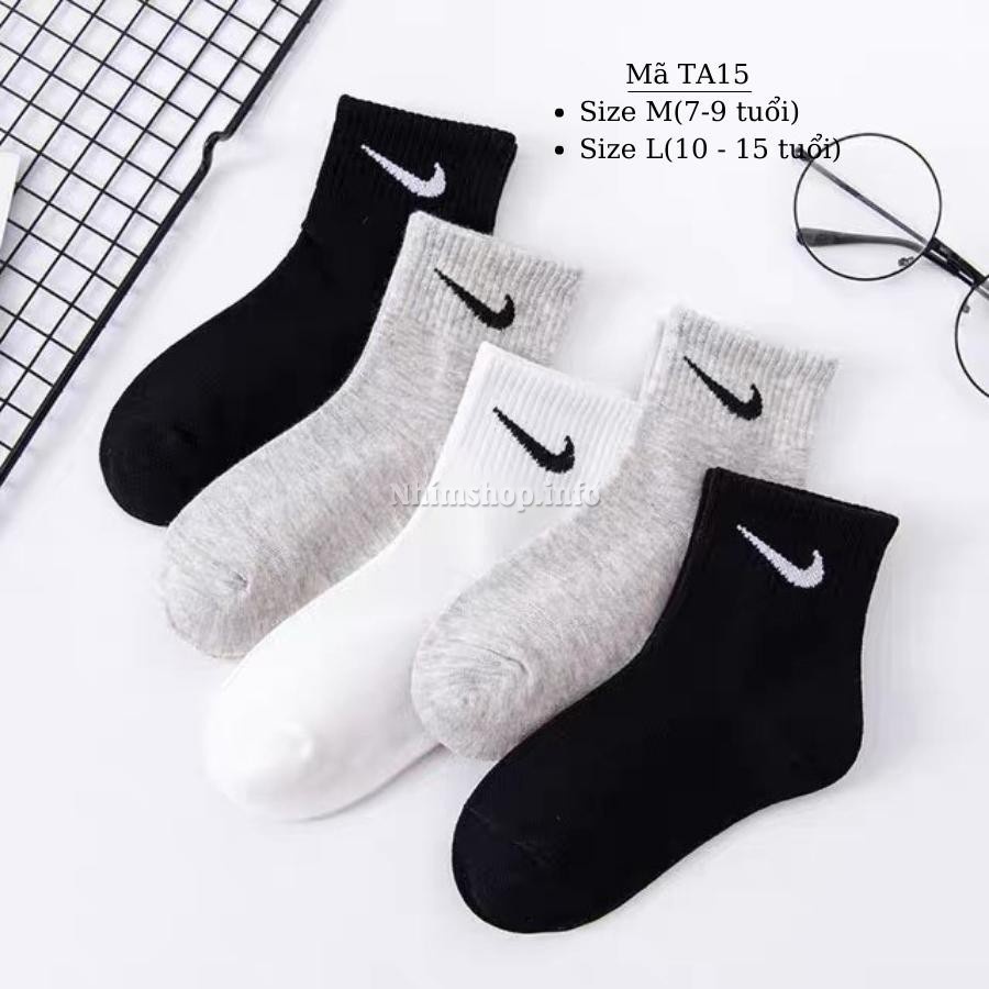 Tất bé trai bé gái cổ cao 3 màu trắng ghi đen dễ phối đồ cotton thoáng khí phù hợp cho trẻ em 7 - 15 tuổi TA15