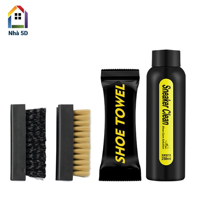 Bộ vệ sinh giày Sneaker Cleaning Premium 250ml kèm 2 bàn chải mềm, khăn lau