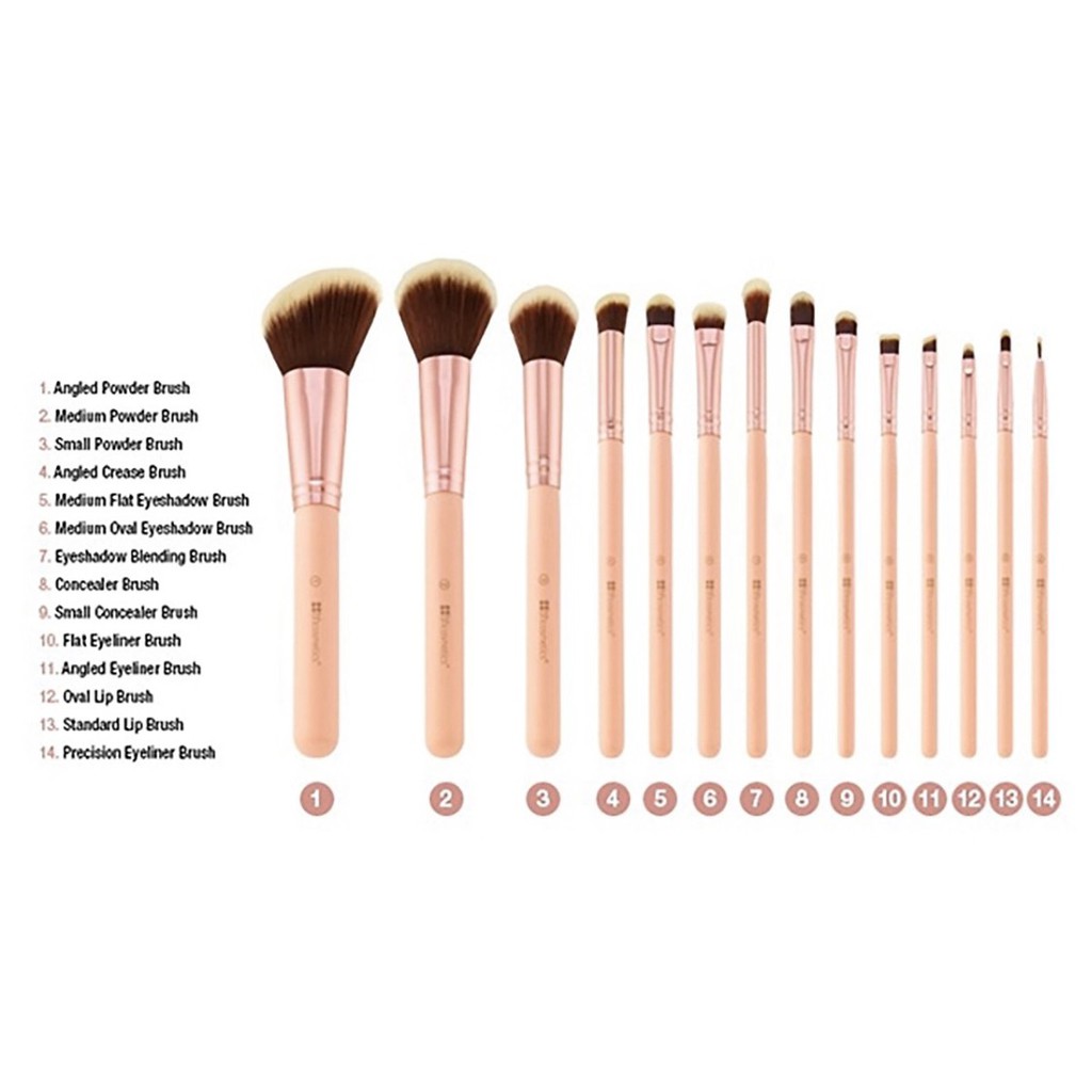 Bộ cọ BH Chic 14 cây BH cosmetics 14 Piece Brush Set with Cosmetic Case