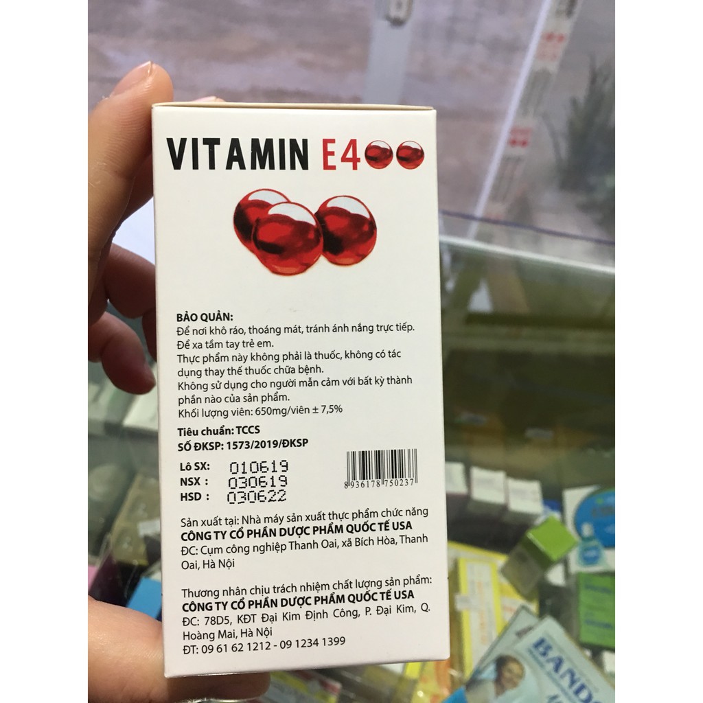 VITAMIN E 400 Đỏ kèm lô hội giúp sáng và đẹp da (hộp 10 vỉ * 10 viên) | BigBuy360 - bigbuy360.vn