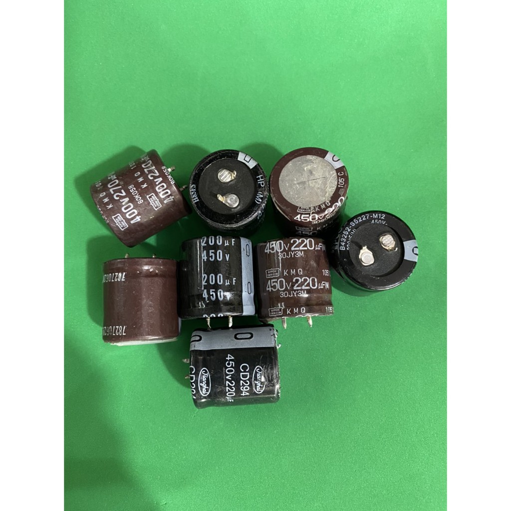 Combo 10 Tụ phân cực 220uF/450V loại LÙN ( tụ hóa) hàng tháo máy - linh kiện điện tử QUỲNH DIỄN