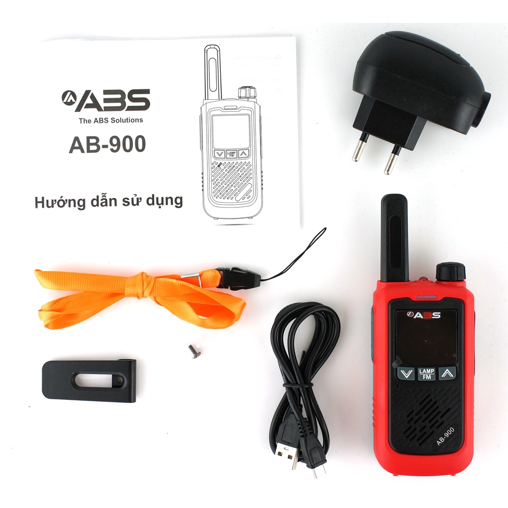 Bộ 2 Bộ đàm nhỏ gọn chất lượng khủng ABS AB900 (Giá rẻ, bền bỉ, màn hình hiển thị kênh, FM Funtions, Loa to, cự ly xa)