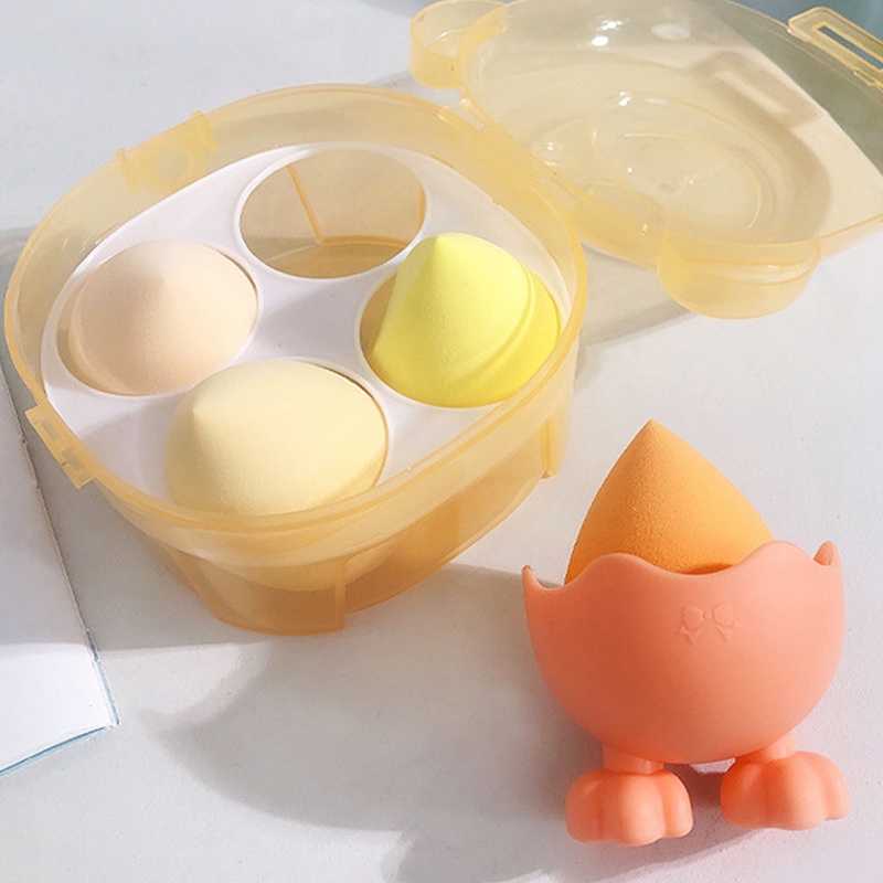 Set 4 Mút Trang Điểm Siêu Mềm Hình Trứng Gấu Hoạt Hình Có Thể Sử Dụng Dạng Ướt Và Khô
