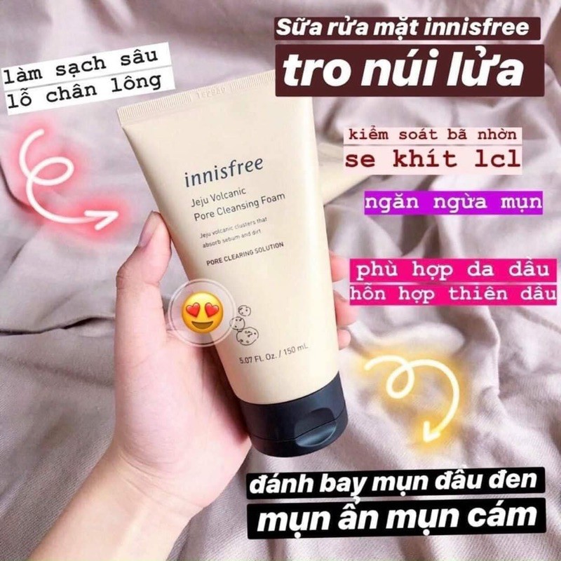 [Chính hãng] Sữa rửa mặt innisfree Tro Núi Lửa Jeju volcanic pore cleansing foam ex