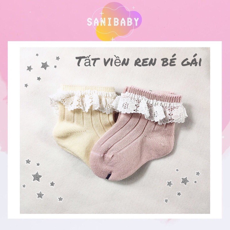 [CAO CẤP] SET 2 TẤT VIỀN REN BÉ GÁI CAO CẤP MỀM DỊU ÊM ÁI 100% COTTON 0-5 TUỔI