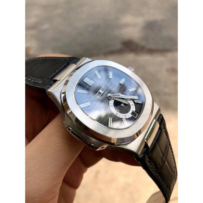 Đồng Hồ Nam Nautilus 5726A-001 Titanium Case Black Dial Black Leather + Thẻ Bảo Hành , Đồng hồ thật giá trị thật
