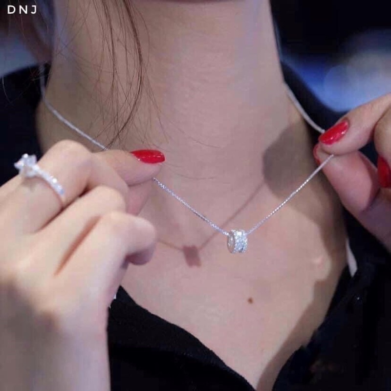Dây chuyền nữ bạc thật mặt bánh xe đính đá sáng đẹp - Kho sỉ bạc Nhất Linh