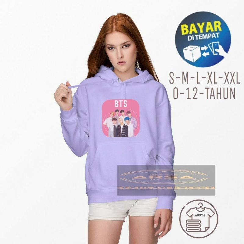 Mới nhất / Coolest / tím / Áo khoác lông cừu có mũ trùm đầu in hình BTS