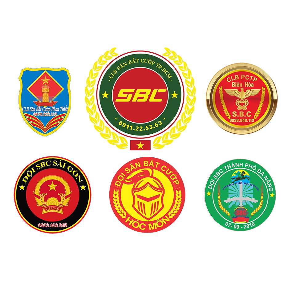 STICKER hình dán decal logo ĐỘI HIỆP SĨ SĂN BẮT CƯỚP, SBC TPHCM, SBC HÓC MÔN