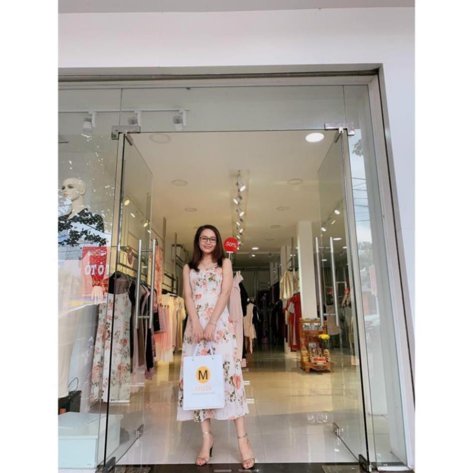 Váy đầm 2 dây họa tiết hoa MECIA DK713 – đầm nữ thiết kế họa tiết hoa, thắt eo chất liệu mềm mịn đầm dự tiệc sang chảnh | BigBuy360 - bigbuy360.vn