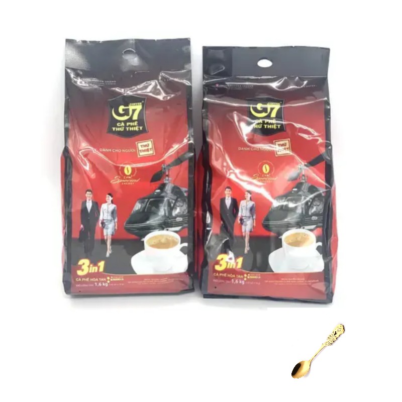 Combo 2 Bịch Cà Phê Sữa Hòa Tan G7 3in1 Trung Nguyên (Bịch 100 gói x 16g) Kèm Thìa Cafe Hoa Hồng Xinh Xắn