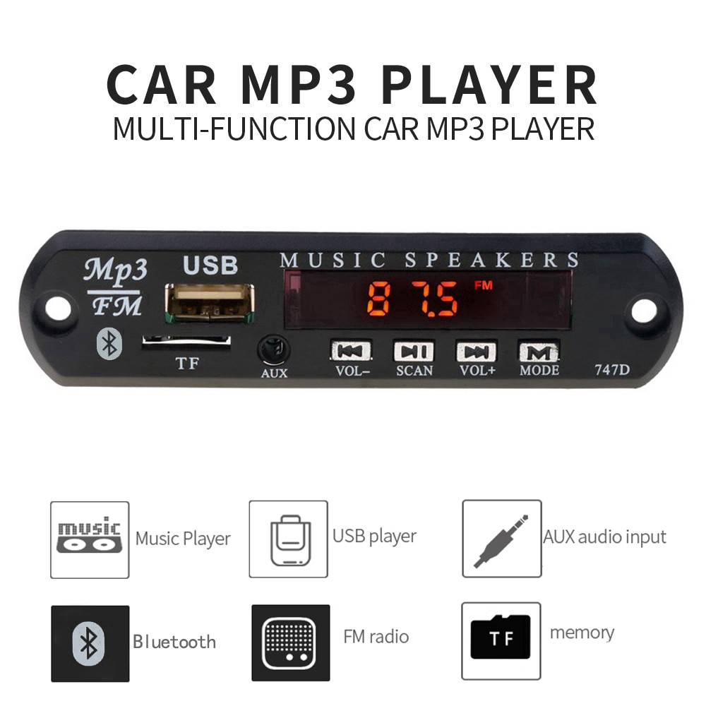 ❈❉Máy nghe nhạc Mp3 Radio WMA kết nối Bluetooth hỗ trợ USB TF FM AUX 5-12V