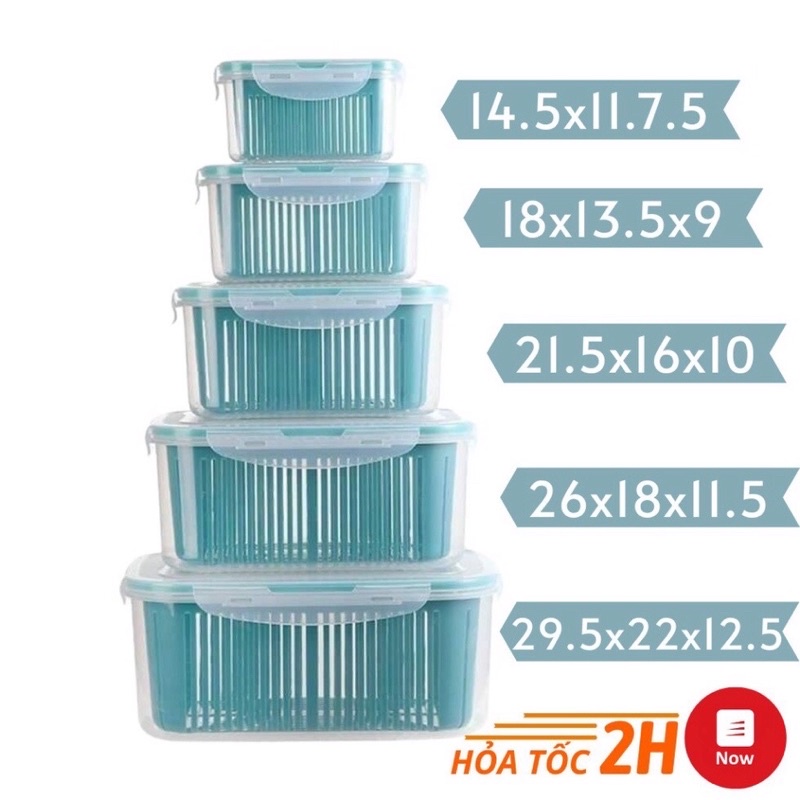 HỘP ĐỰNG ĐỒ BẢO QUẢN TỦ LẠNH❤FREESHIP❤Bộ Set 5 Rổ Hộp Đựng Đồ Tủ Lạnh Đa Năng Thông Minh Cao Cấp