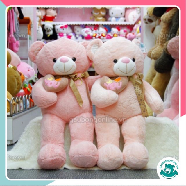 Gấu Bông Teddy Tim Lệch Nơ Hoa kích thước 1m1