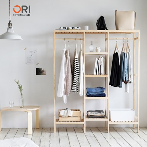 TỦ TREO QUẦN ÁO GỖ LẮP RÁP - TRIPPLE HANGER NATURAL